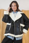 Shearling Flight Jacket Black Ecru /19=